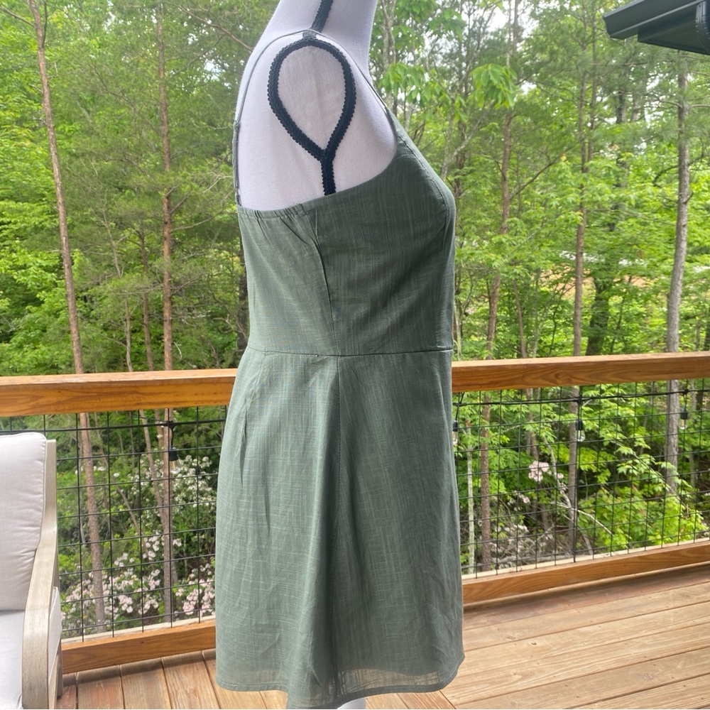 Love Crazy Sage Green Button-Front Romper size Small Beach Summer Cotton - Picture 8 of 17